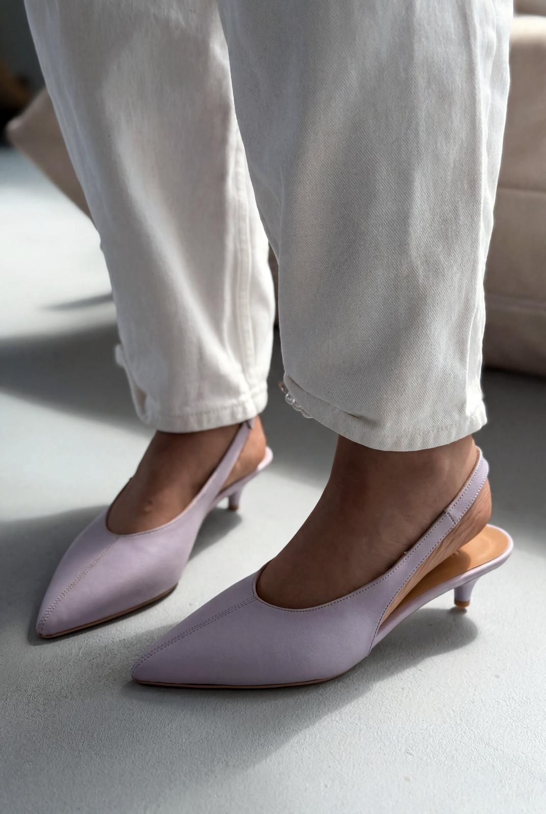 Selor Lila Mat Deri Kadın Stiletto - ILOVESHOES