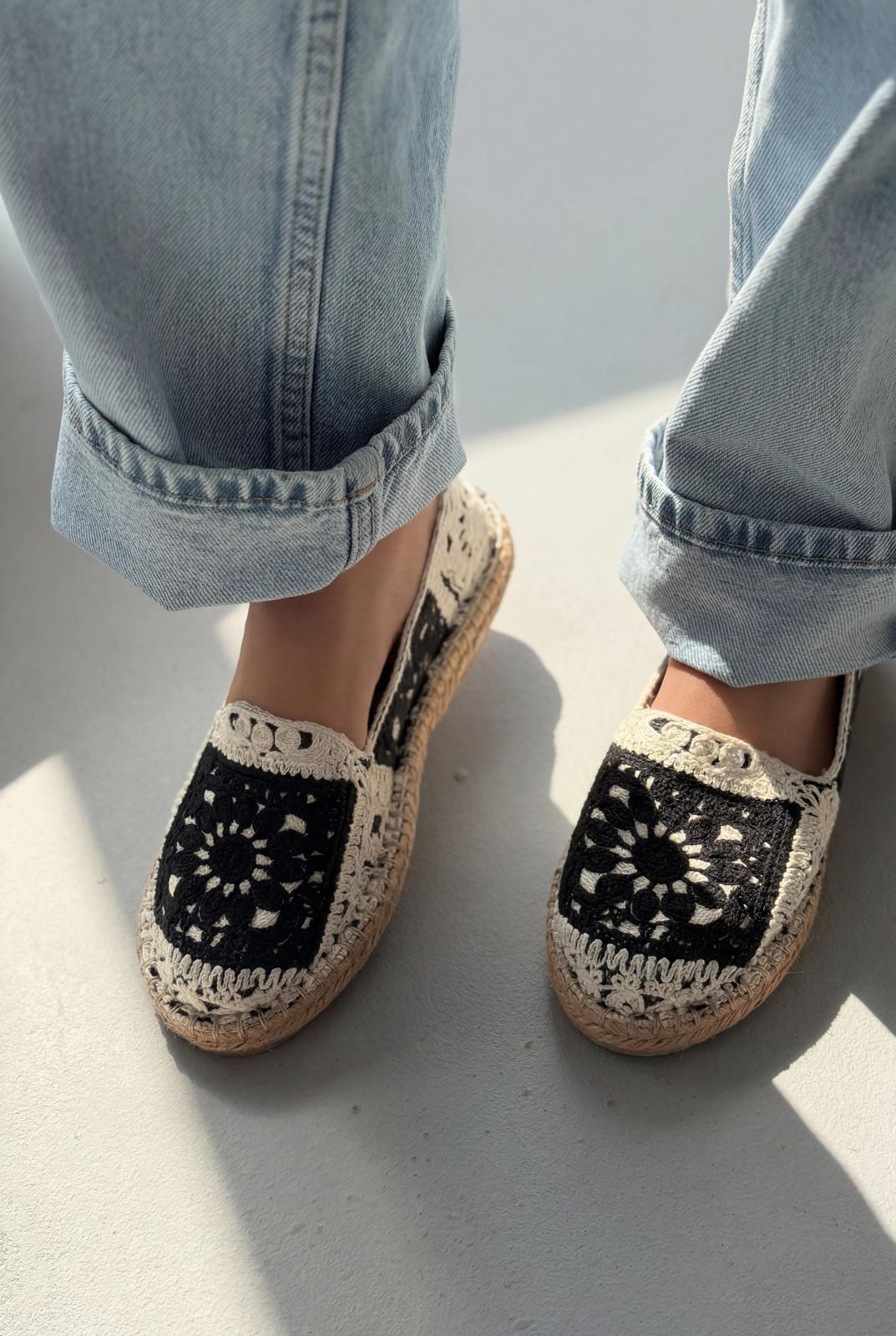 Linera Siyah Kadın Espadril Loafer - ILOVESHOES