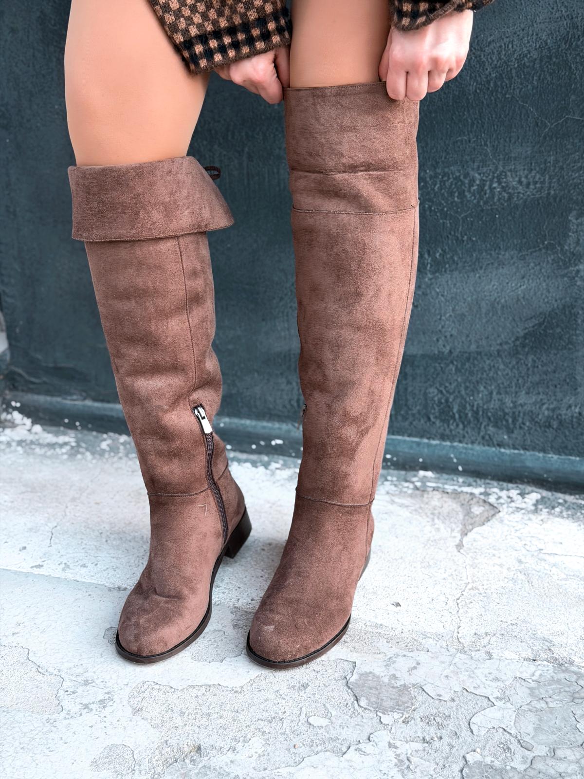 Jolvern Kadın Çizme Kahverengi Süet Püskül Detaylı - ILOVESHOES