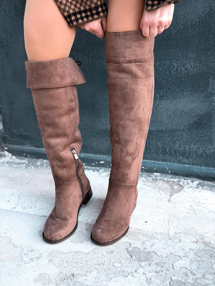Jolvern Kadın Çizme Kahverengi Süet Püskül Detaylı - ILOVESHOES