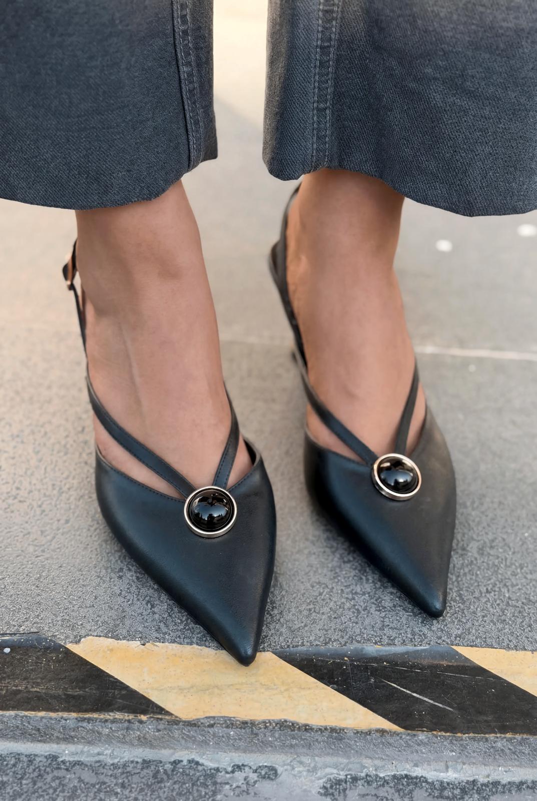 Lorisse Stiletto Siyah Mat Deri - ILOVESHOES