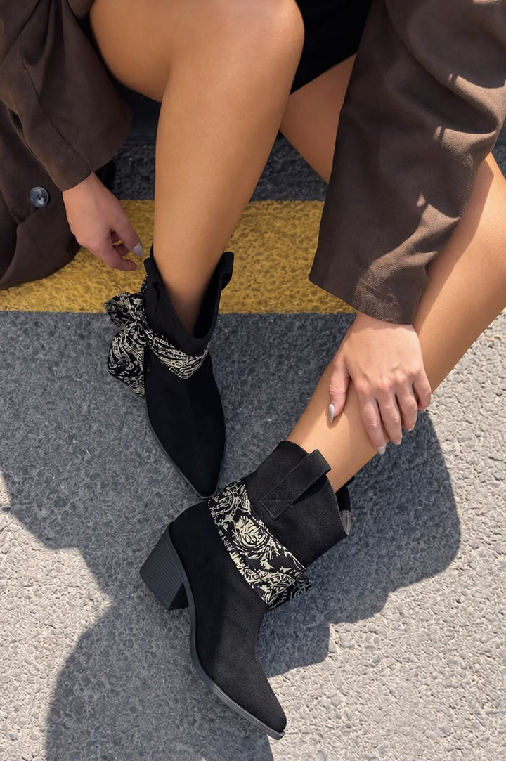 Rovan Siyah Süet Kadın Kovboy Bot