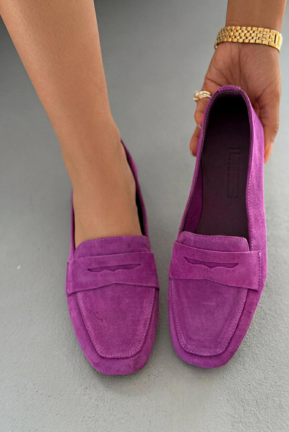 Melniel Mor Hakiki Süet Kadın Loafer - ILOVESHOES