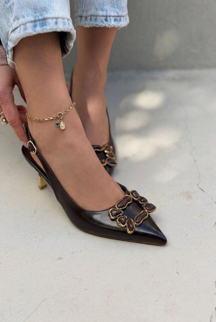 Nertia Stiletto Acıkahve Mat Deri - ILOVESHOES