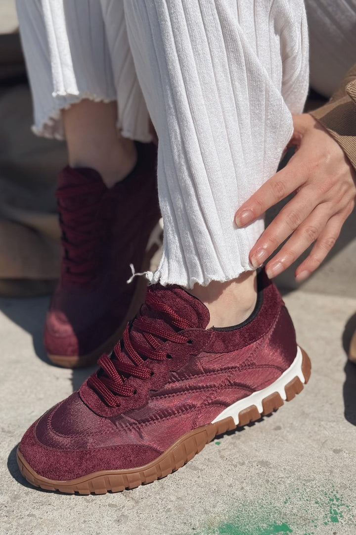 Romine Paraşüt Kumaş Bordo Kadın Spor Ayakkabı - ILOVESHOES