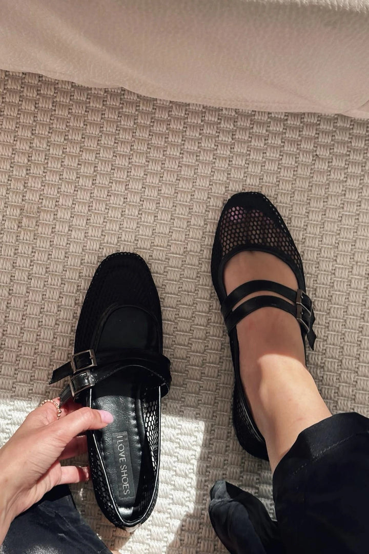 Vinor File Toka Detaylı Mary Jane Babet Siyah