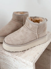 Leonar Kadın İçi Tüylü Bot Bej Süet - ILOVESHOES