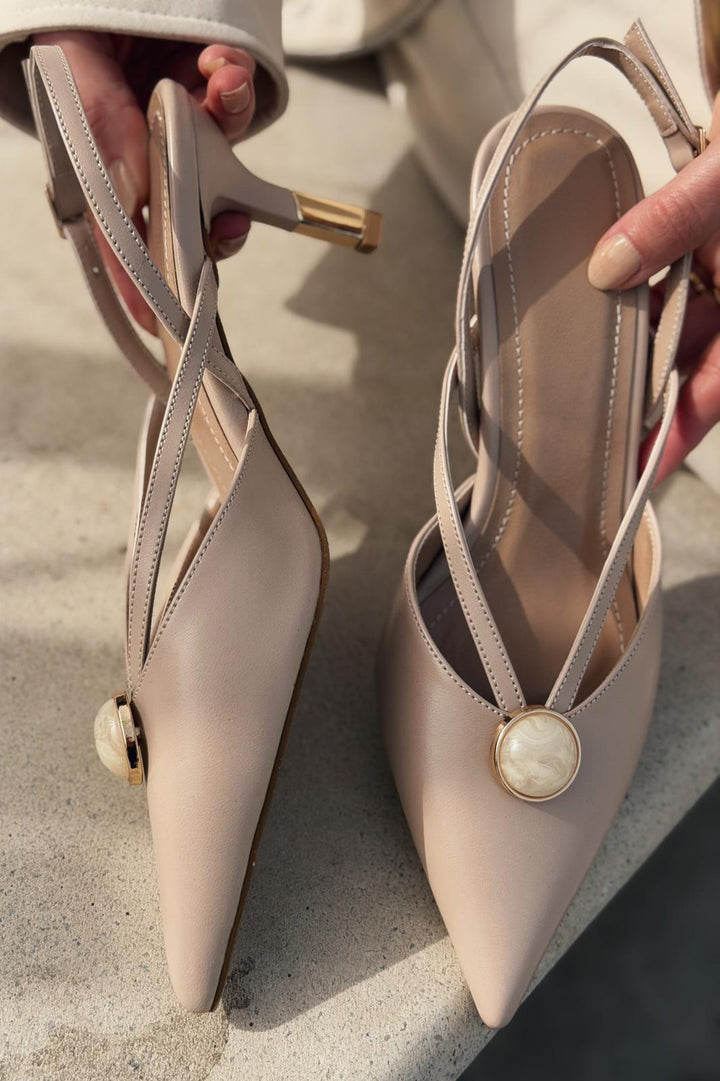 Lorisse Stiletto Nude Mat Deri - ILOVESHOES
