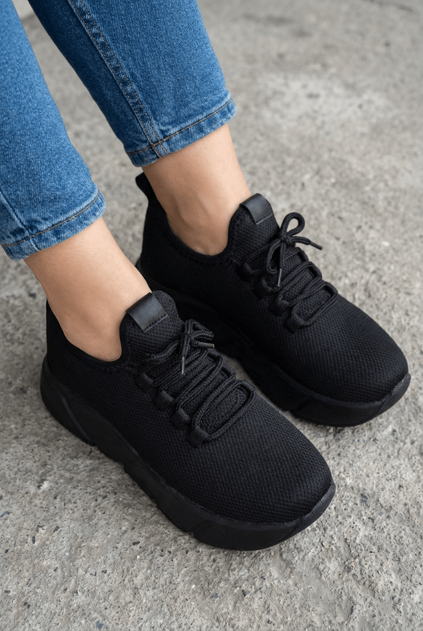Calen File Siyah Platin Kadın Spor Ayakkabı - ILOVESHOES