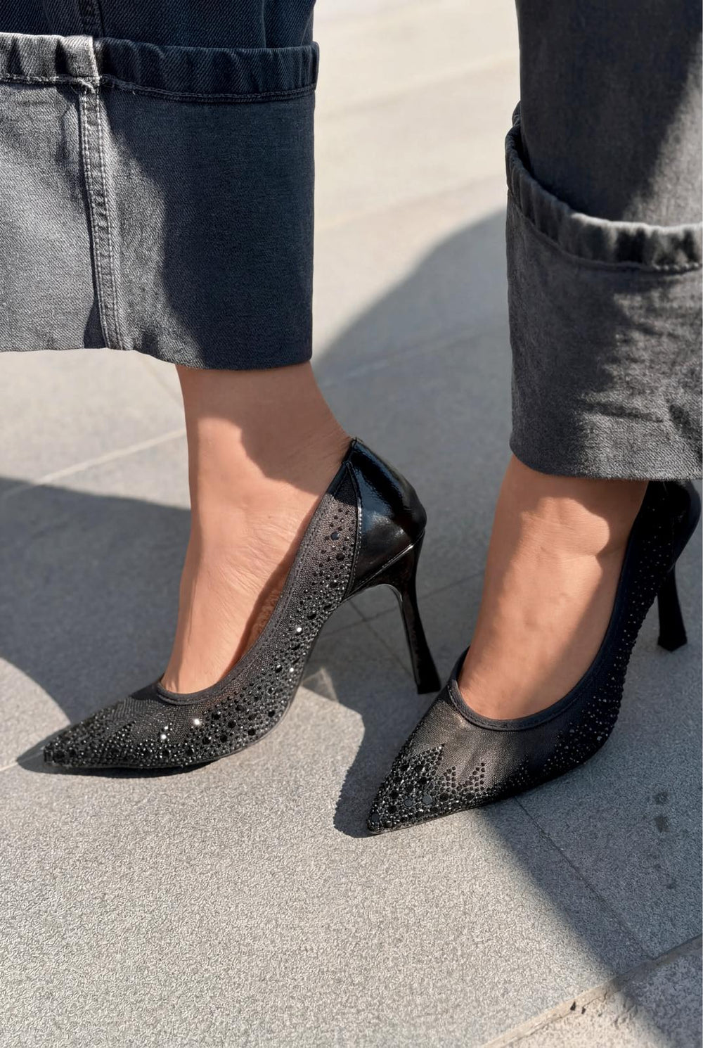 Arivelle Stiletto Siyah Taşlı - ILOVESHOES