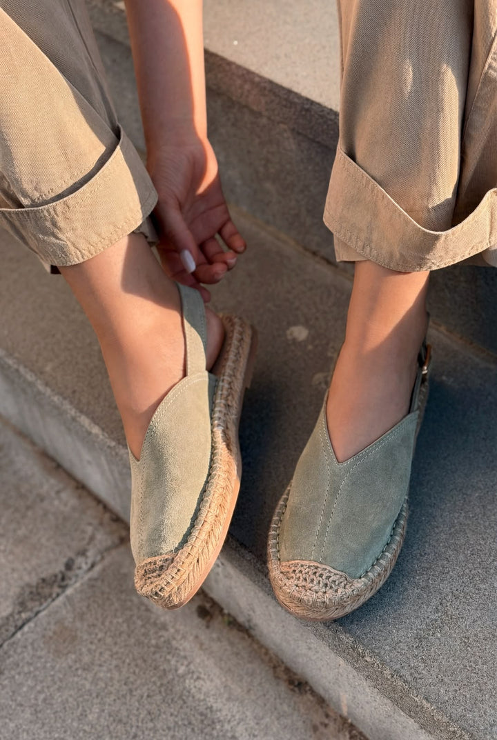 Orveth Yeşil Hakiki Süet Kadın Espadril - ILOVESHOES