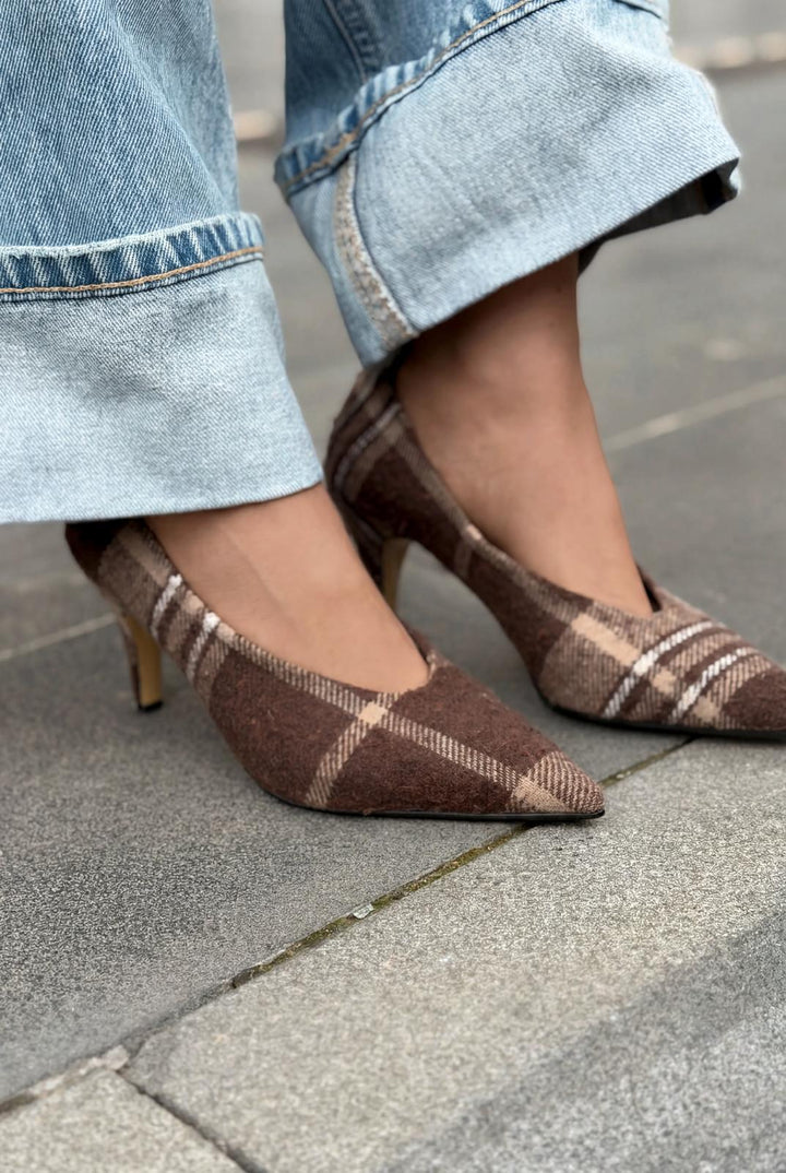 Kairo Kahverengi Tüvit Kumaş Kadın Stiletto - ILOVESHOES