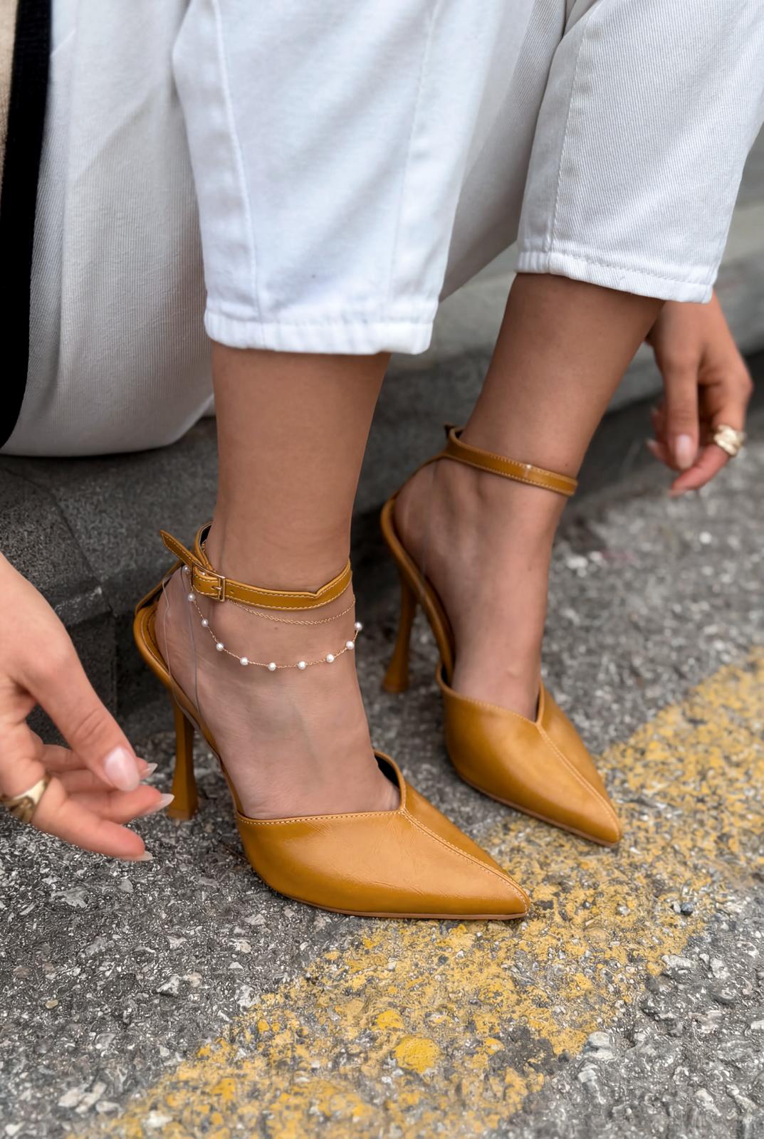 Rovire Stiletto Taba Kırışık Deri - ILOVESHOES