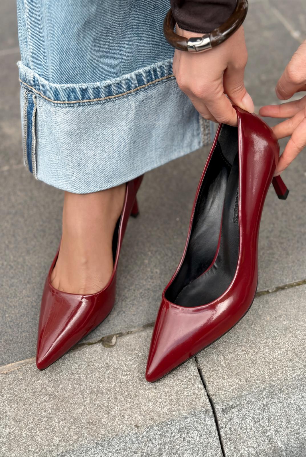 Delvion Bordo Rugan Kadın Stiletto - ILOVESHOES