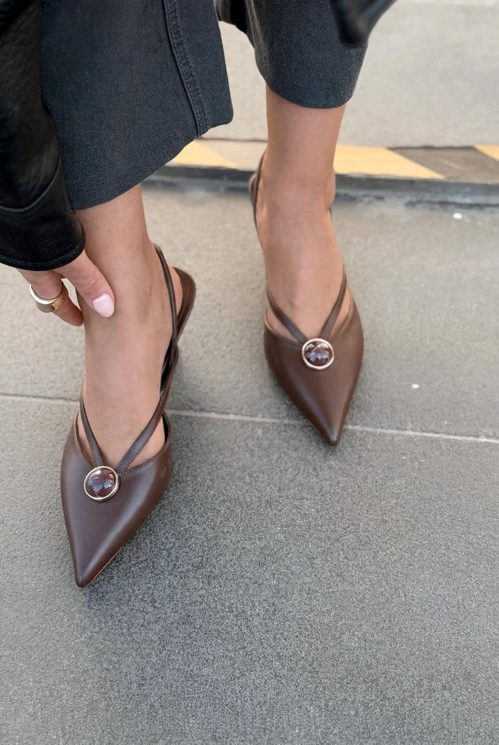 Lorisse Stiletto Acıkahve Mat Deri - ILOVESHOES