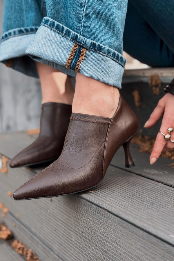 Olia Topuklu Ayakkabı Acıkahve Mat Deri - ILOVESHOES