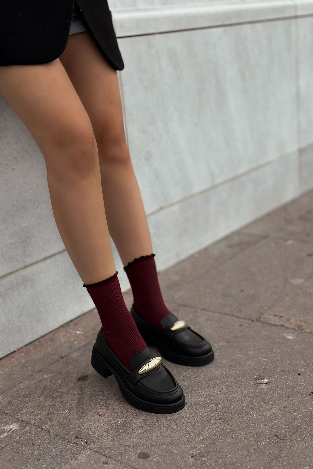 Ravilla Mat Deri Toka Detaylı Kadın Loafer Siyah