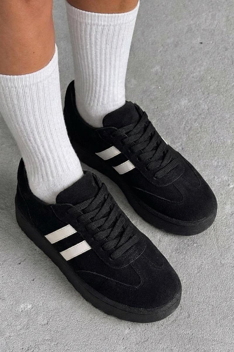 Vireo Kadın Spor Ayakkabı Siyah Süet - ILOVESHOES