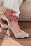 Seliryn Gold Desenli Platform Topuklu Ayakkabı