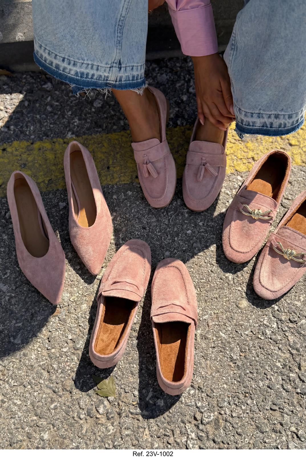 Avelis Kadın Loafer Pudra Süet Fiyonk Detaylı - ILOVESHOES