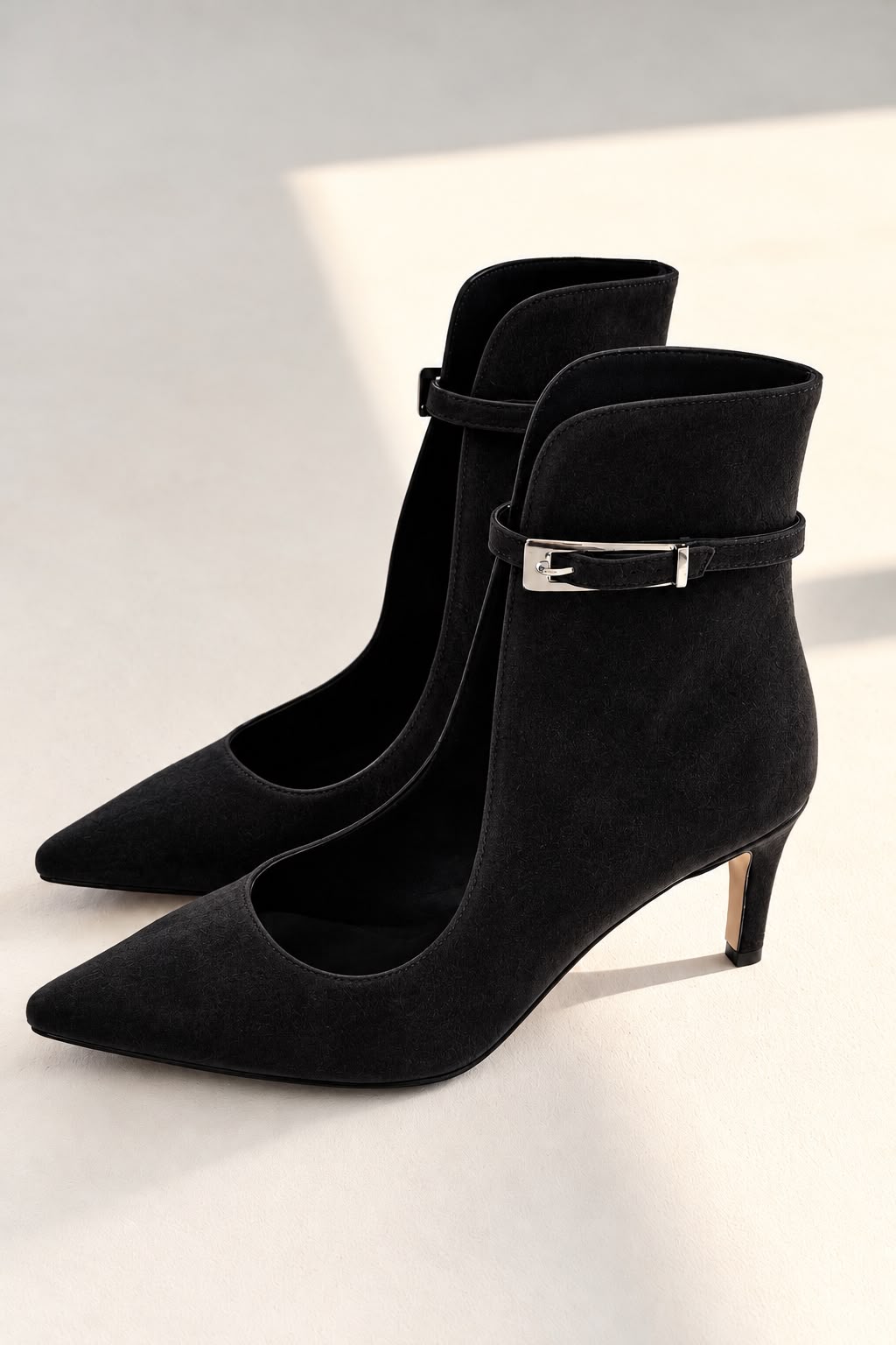 Torvex Siyah Süet Kadın Topuklu Ayakkabı - ILOVESHOES