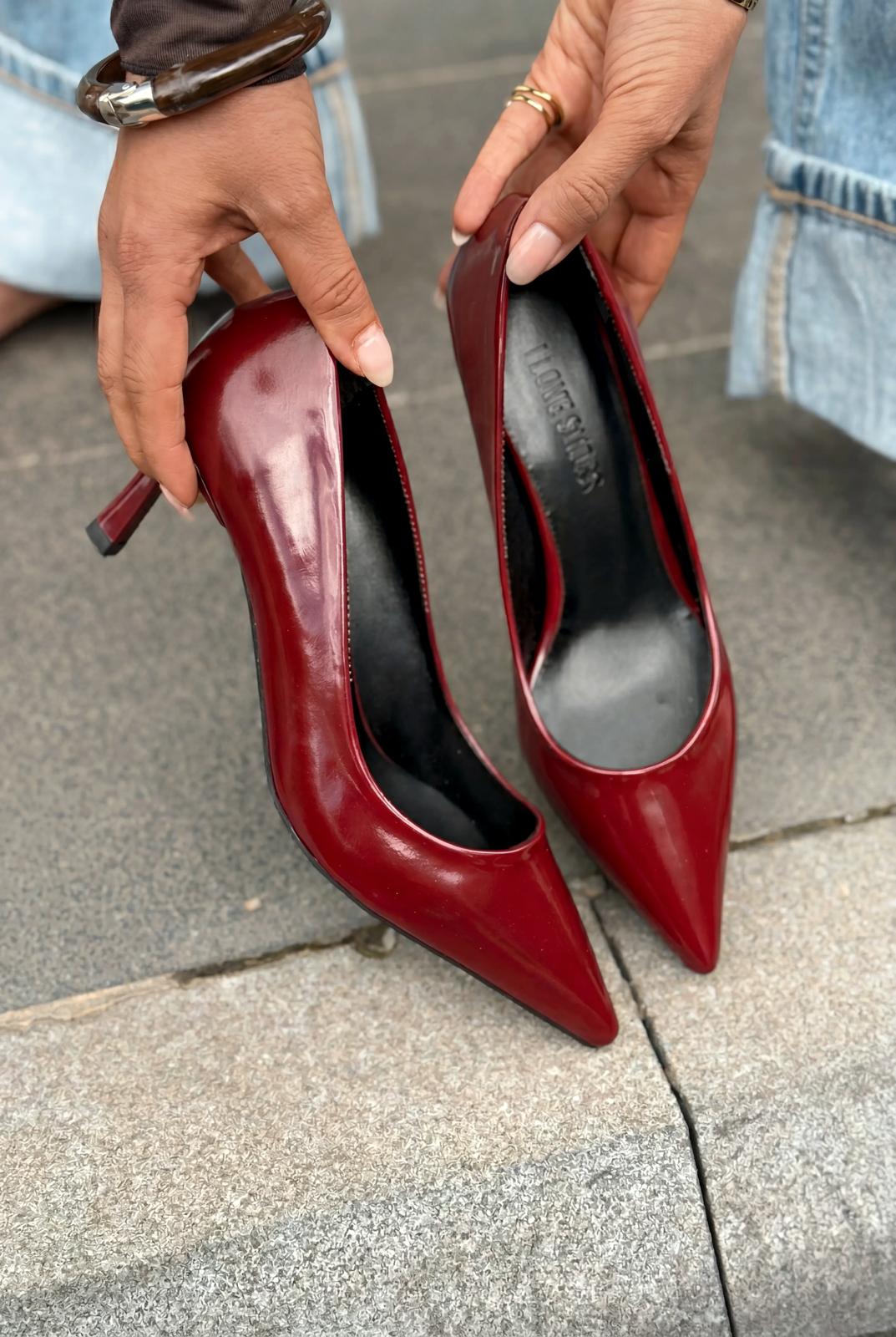 Delvion Bordo Rugan Kadın Stiletto - ILOVESHOES