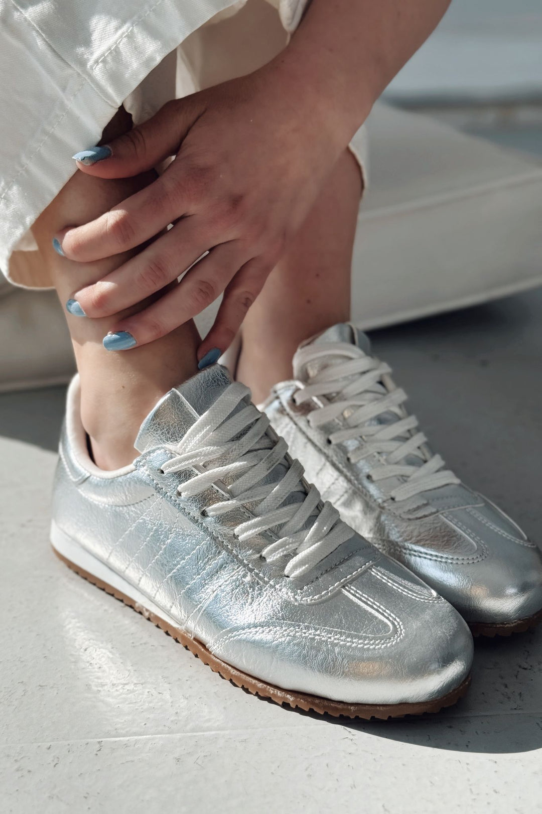 Risel Rugan Gümüş Kadın Spor Ayakkabı - ILOVESHOES