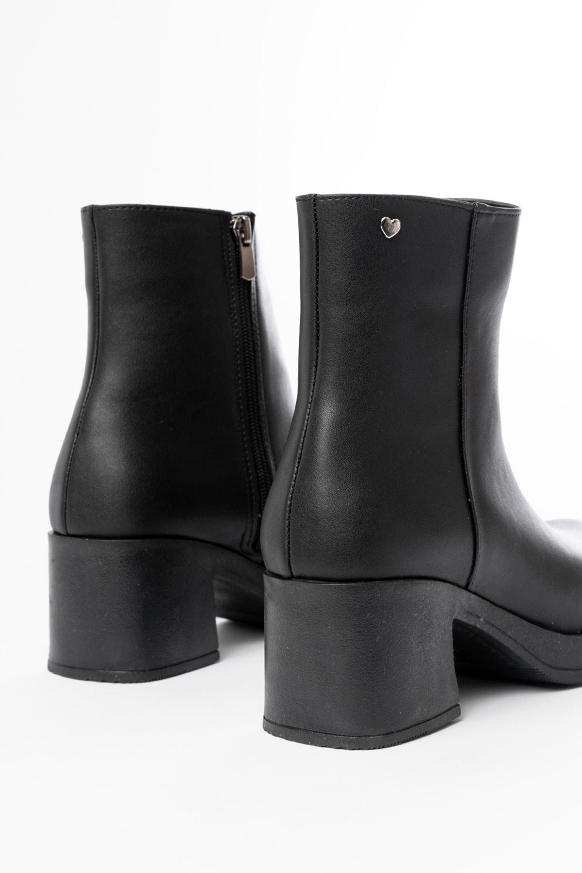 Olixor Siyah Fermuarlı Kalın Topuklu Günlük Kadın Bot - ILOVESHOES