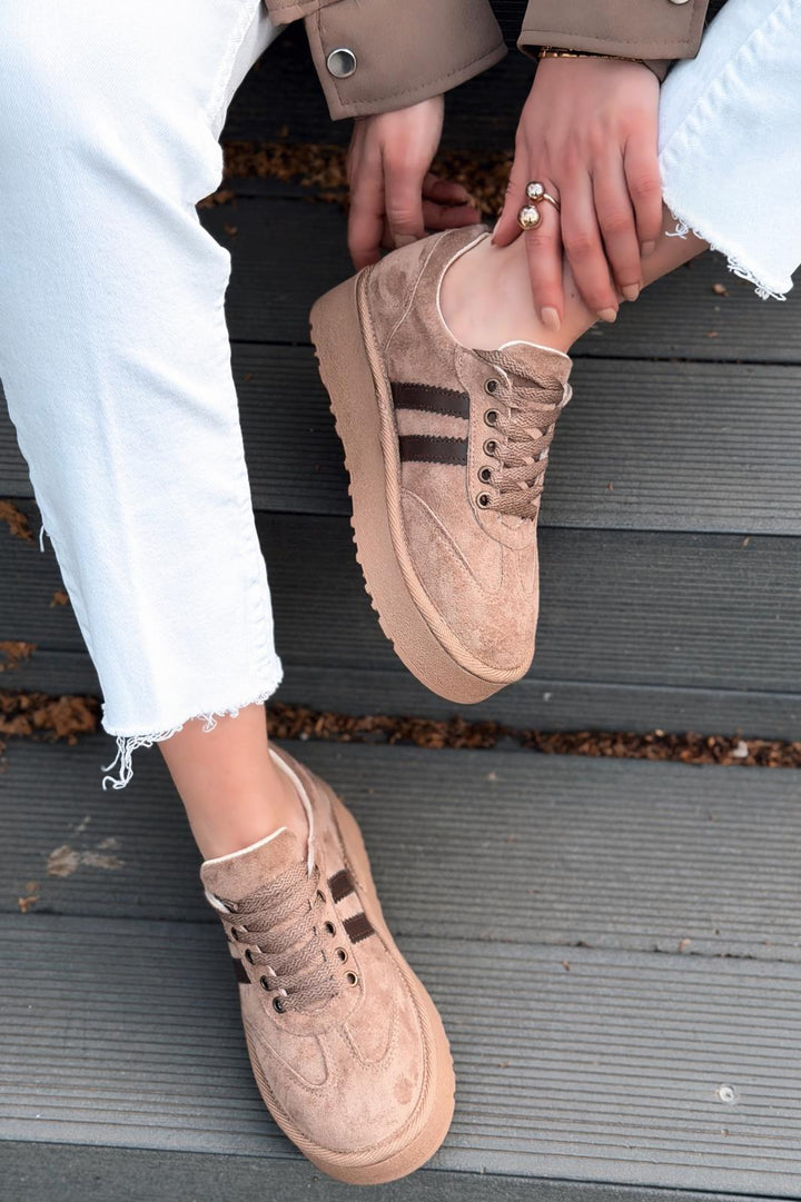Vireo Kadın Spor Ayakkabı Camel Süet - ILOVESHOES
