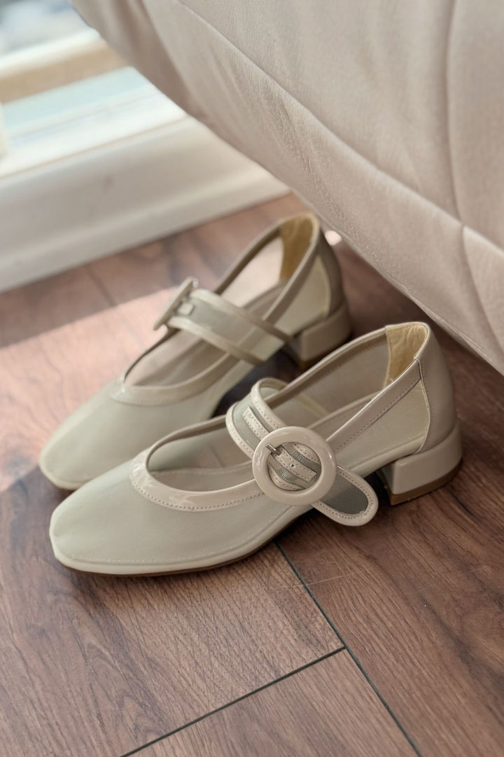 Cyreya File Bej Toka Detaylı Mary Jane - ILOVESHOES