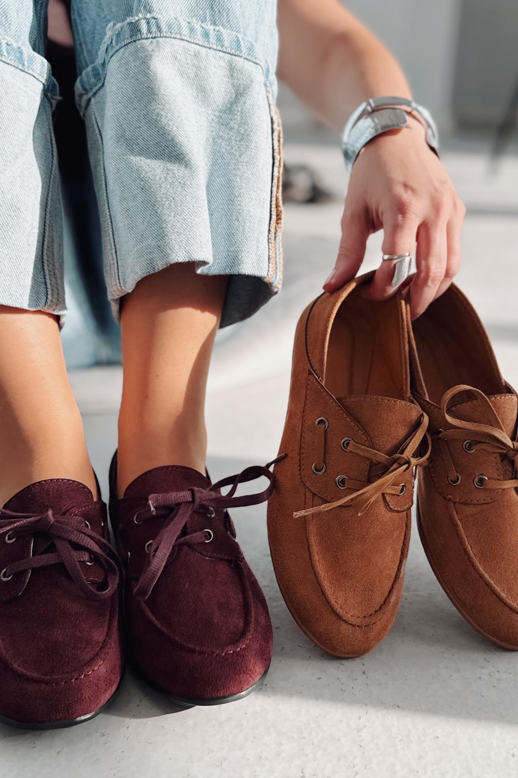 Maltra Kadın Oxford Ayakkabı Bordo Süet - ILOVESHOES