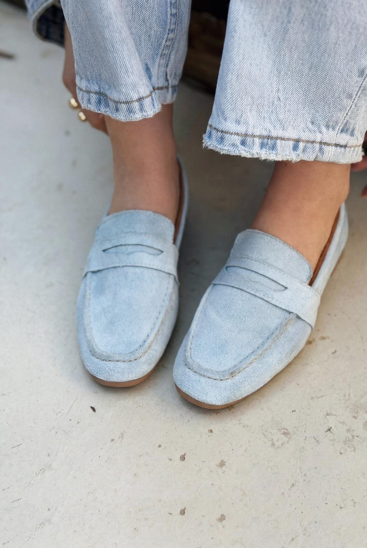Orvino Bebek Mavisi Süet Günlük Kadın Babet - ILOVESHOES