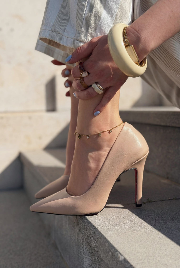 Noxi Nude Mat Deri Kadın Stiletto