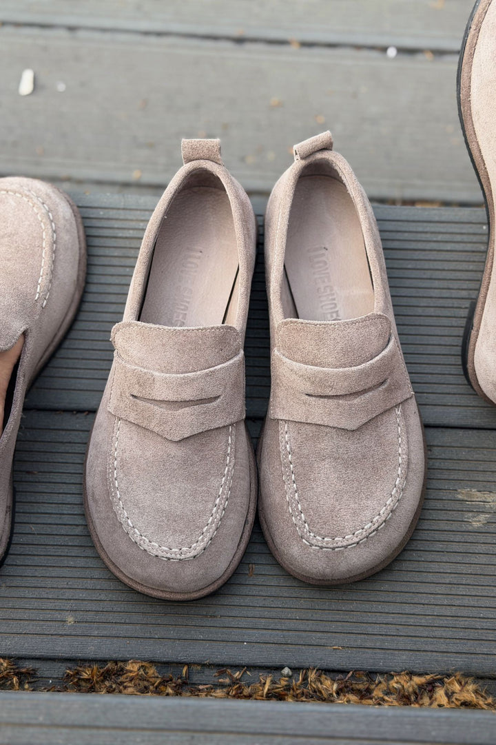 Marion Kadın Loafer Vizon Hakiki Süet - ILOVESHOES