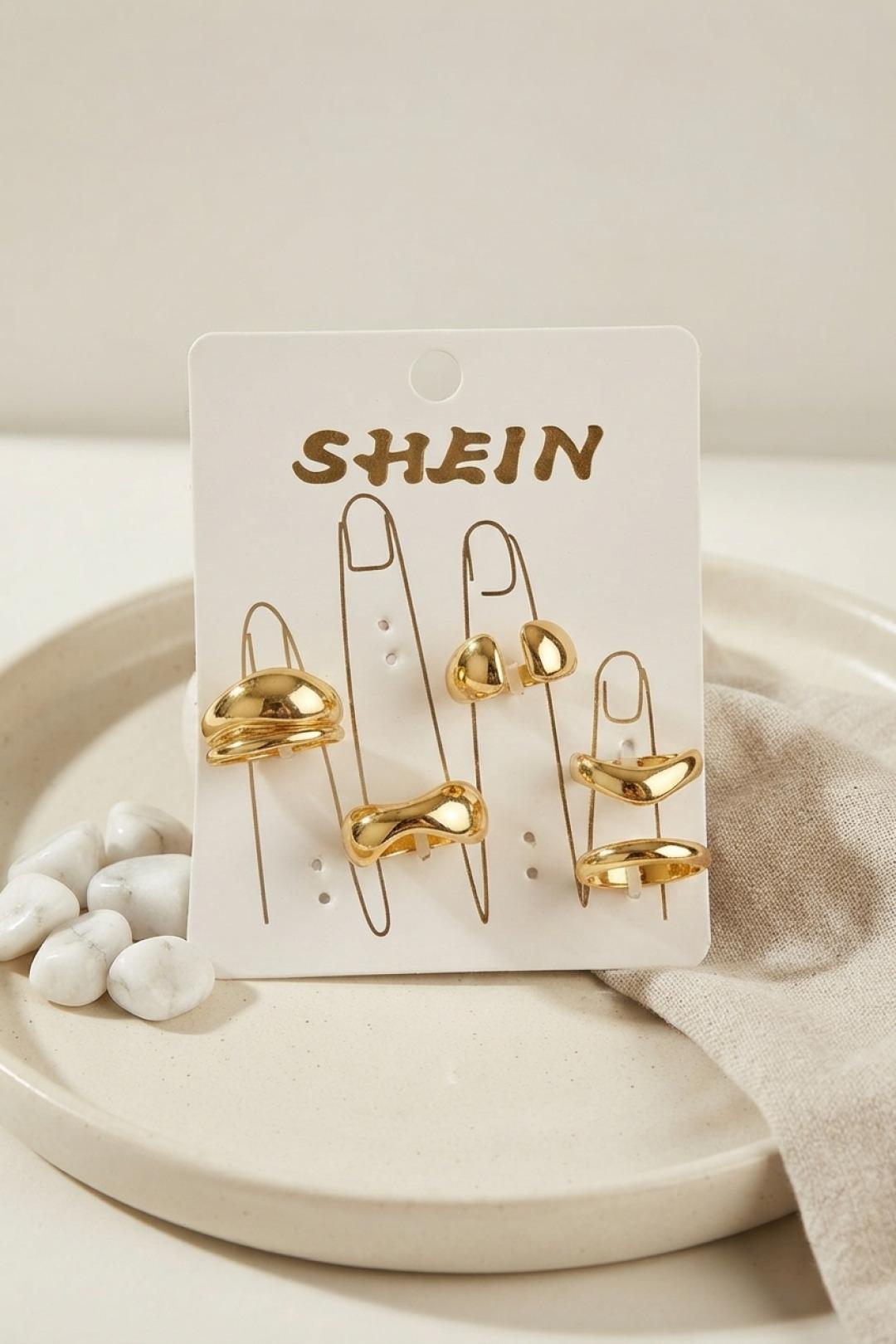 ILS-1153-Gold Renk Pirinç Bohem Yüzük Kombini