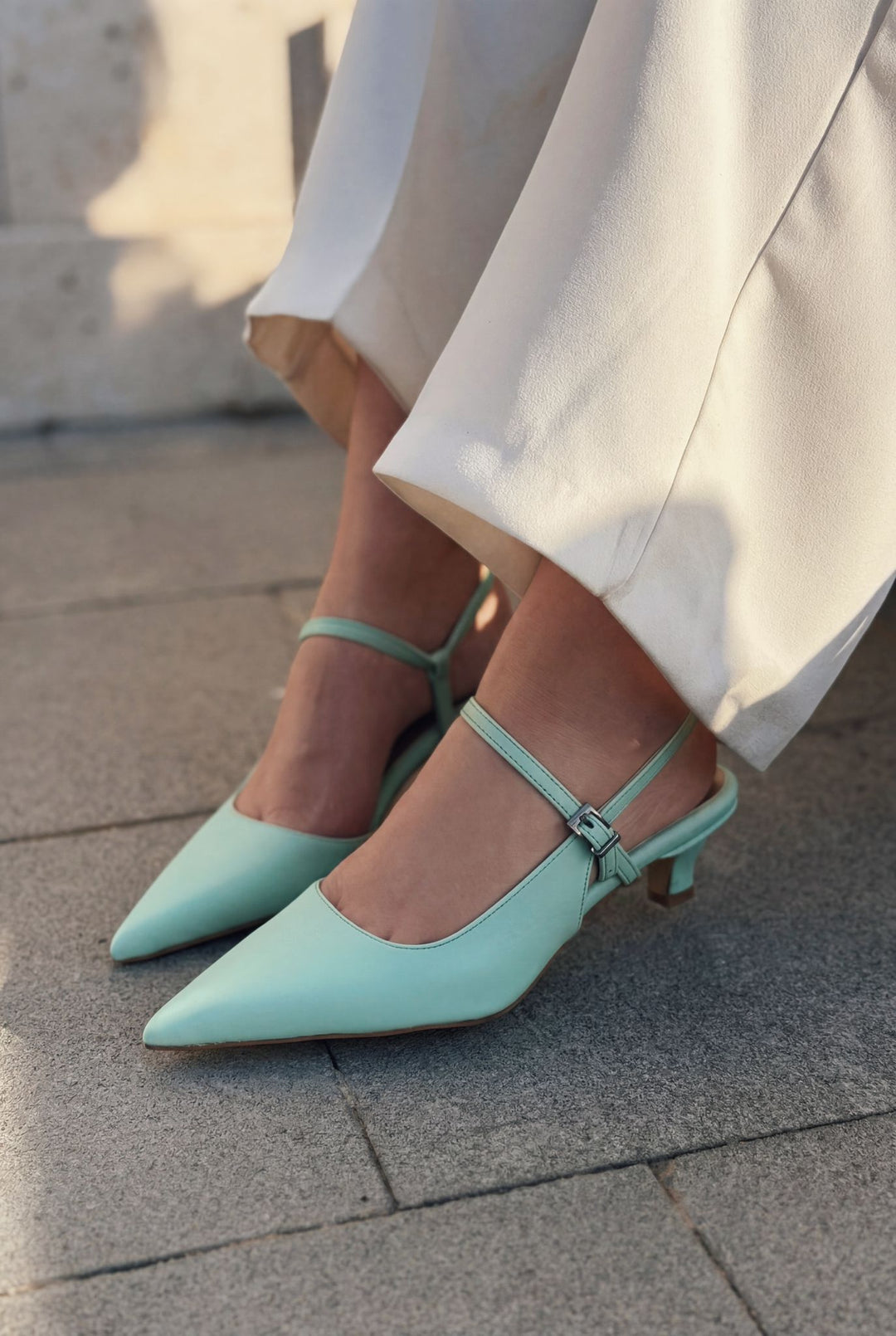 Torev Yeşil Mat Deri Kadın Stiletto - ILOVESHOES