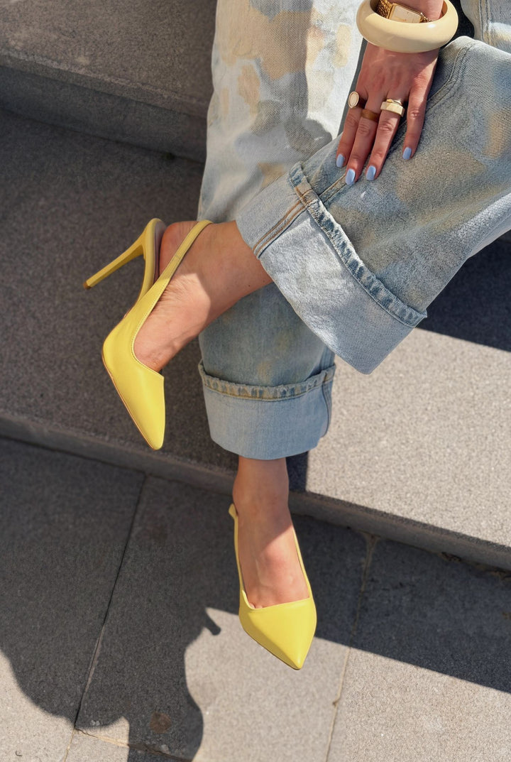 Lure Sarı Mat Deri Kadın Stiletto