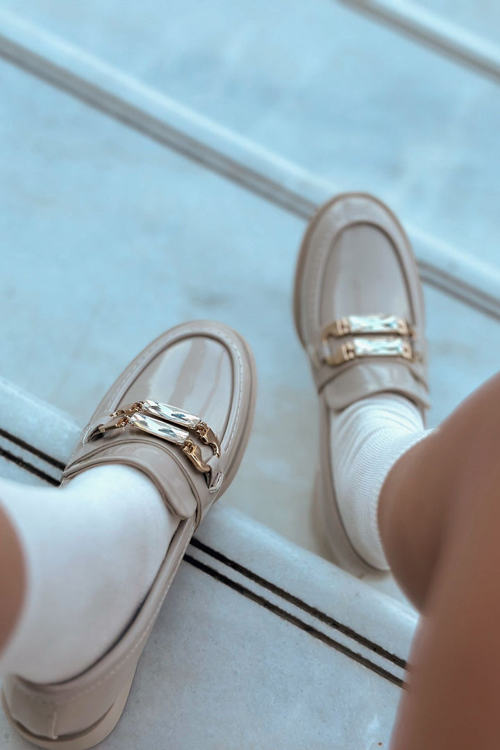 Sabella Rugan Taş Detaylı Bej Kadın Laofer