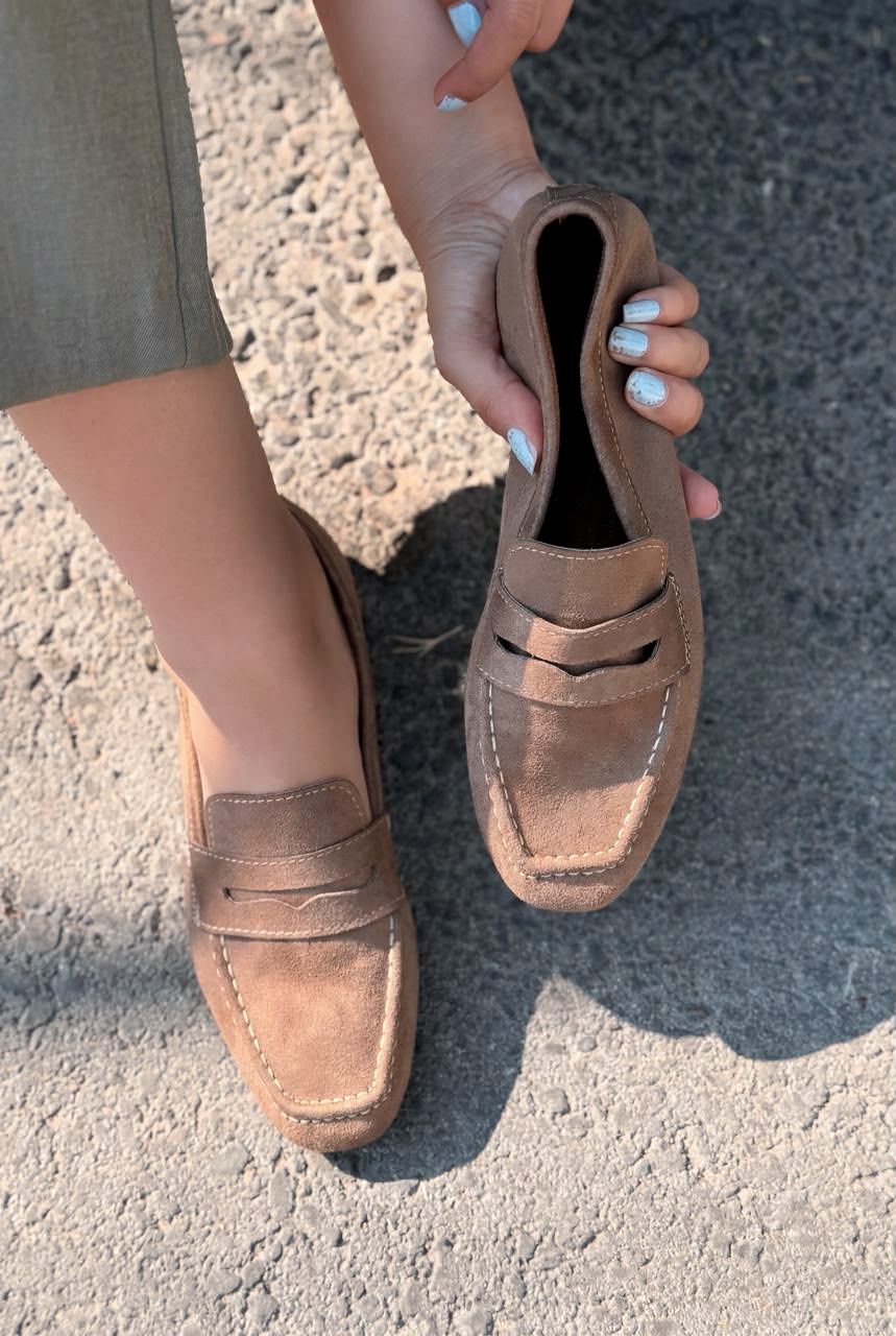 Orvino Vizon Süet Kadın Loafer - ILOVESHOES