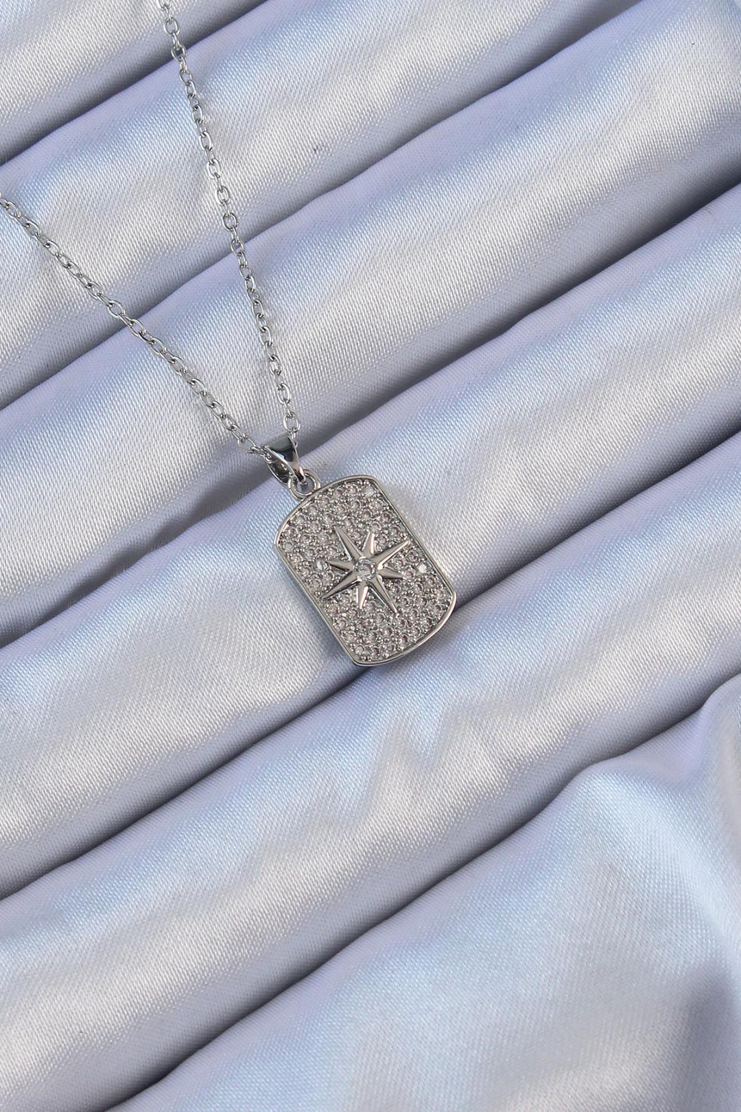 ILS - 1119 Kadın Kolye Gümüş Çelik Kutup Yıldızı - ILOVESHOES