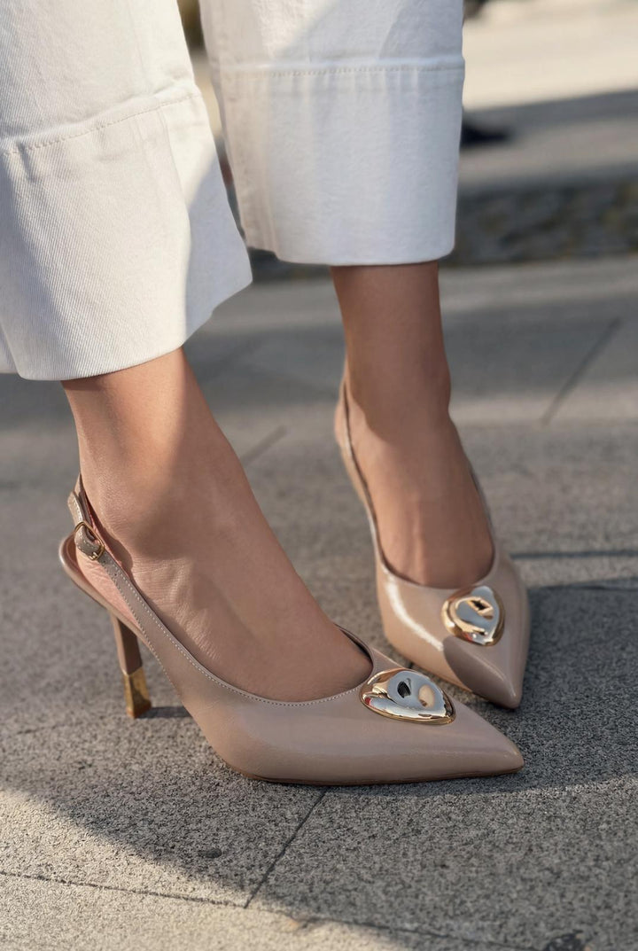 Torval Stiletto Nude Mat Deri - ILOVESHOES