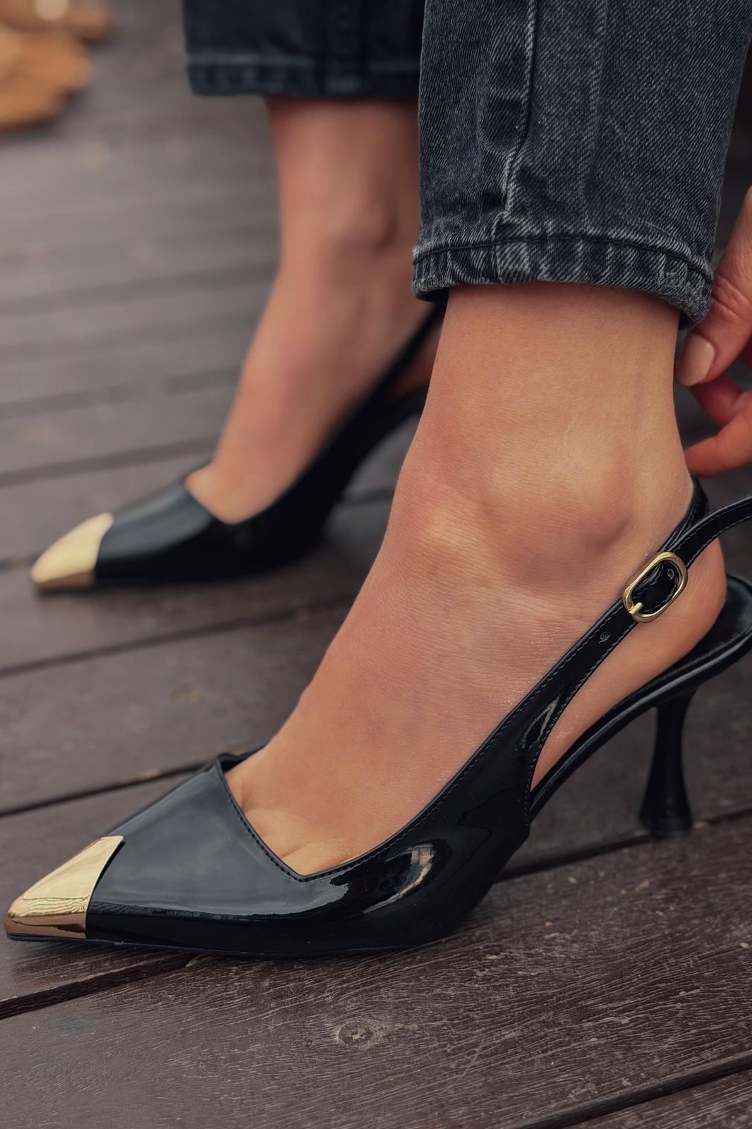 Caligo Stiletto Siyah Rugan - ILOVESHOES