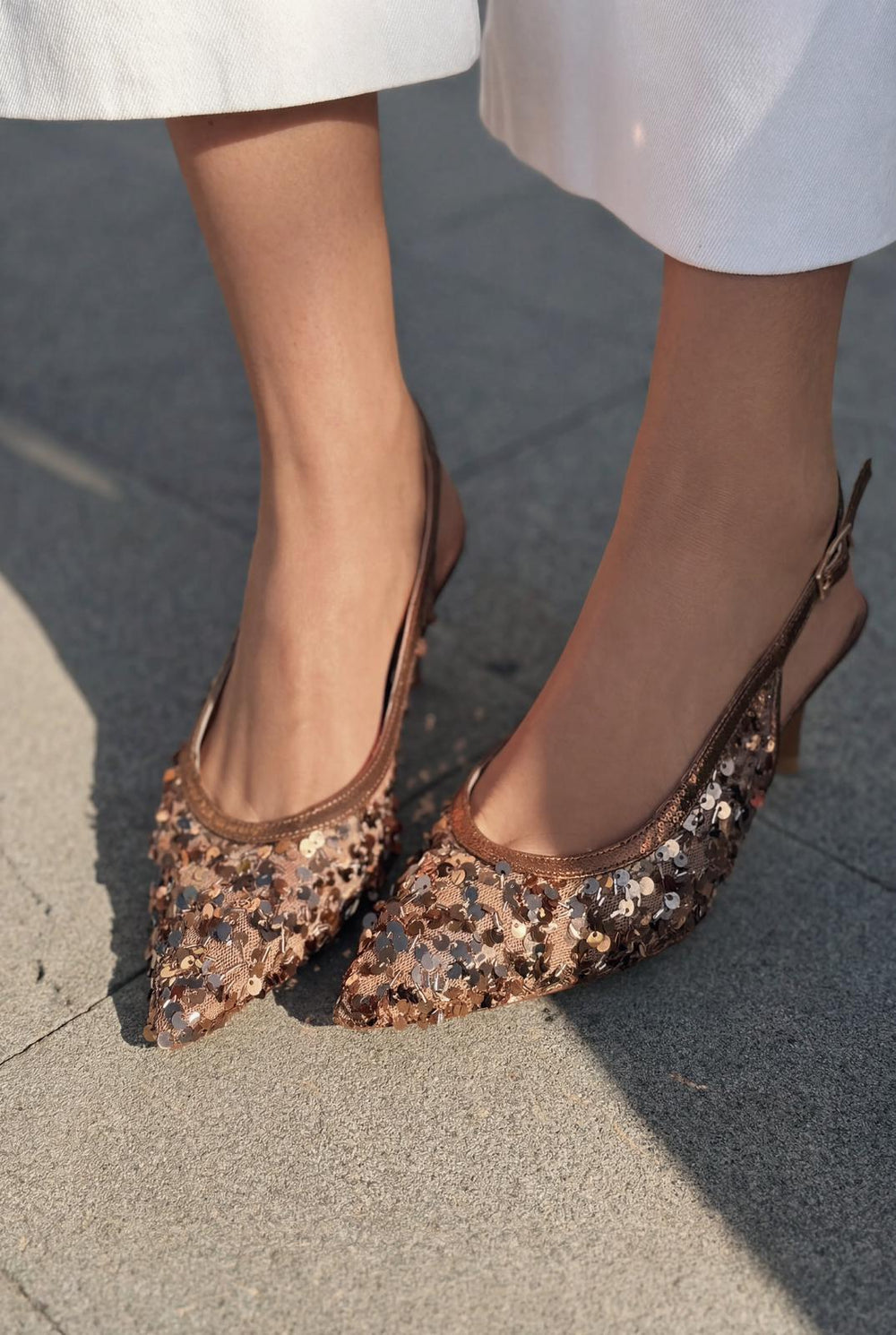 Selorine Stiletto Bronz Pullu - ILOVESHOES