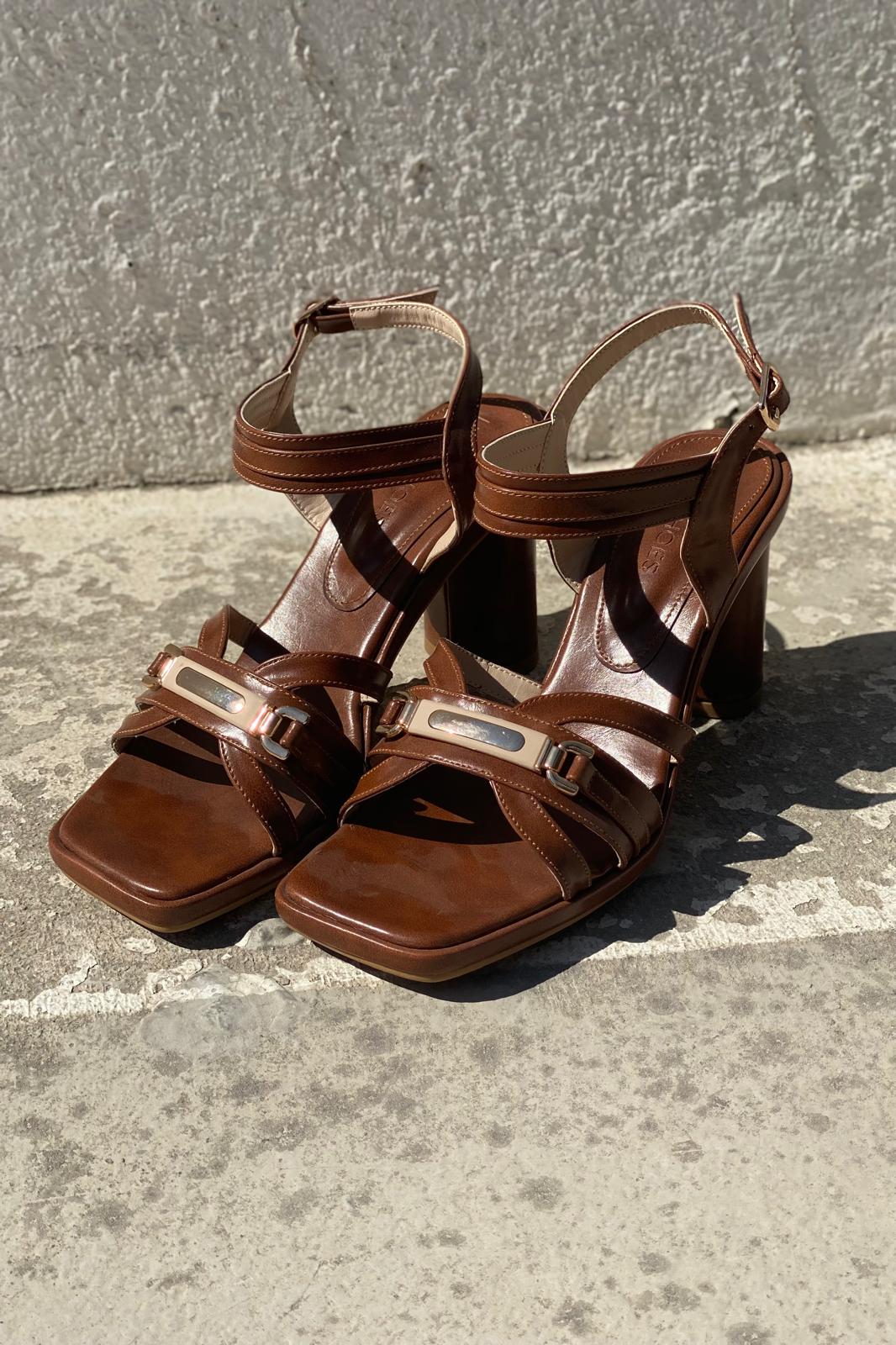 Selvira Mat Deri Taba Topuklu Ayakkabı - ILOVESHOES