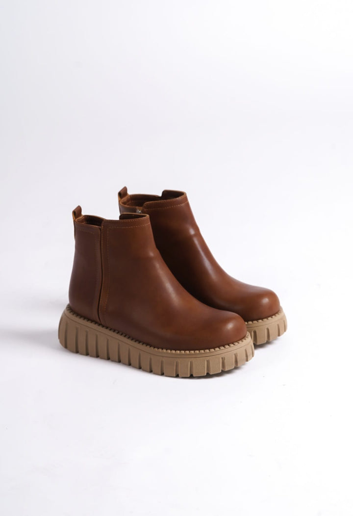Velarise Kadın Bot Taba Mat Deri Bej Tabanlı - ILOVESHOES