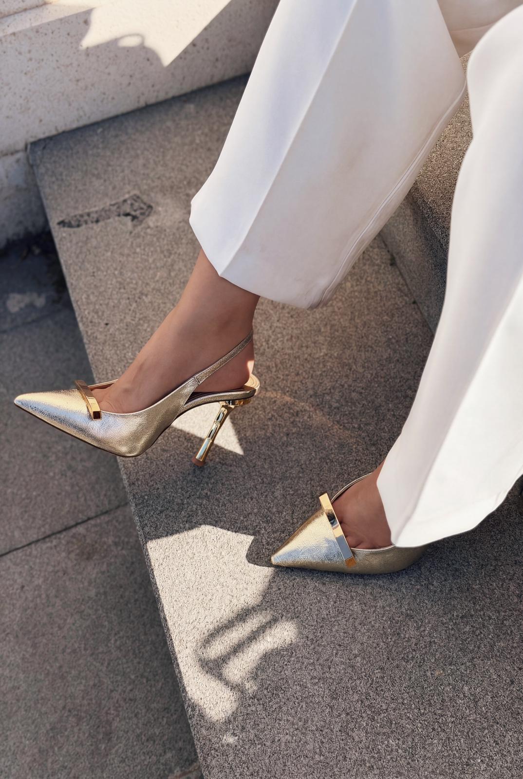 Norloven Gold Parlak Deri Kadın Stiletto - ILOVESHOES