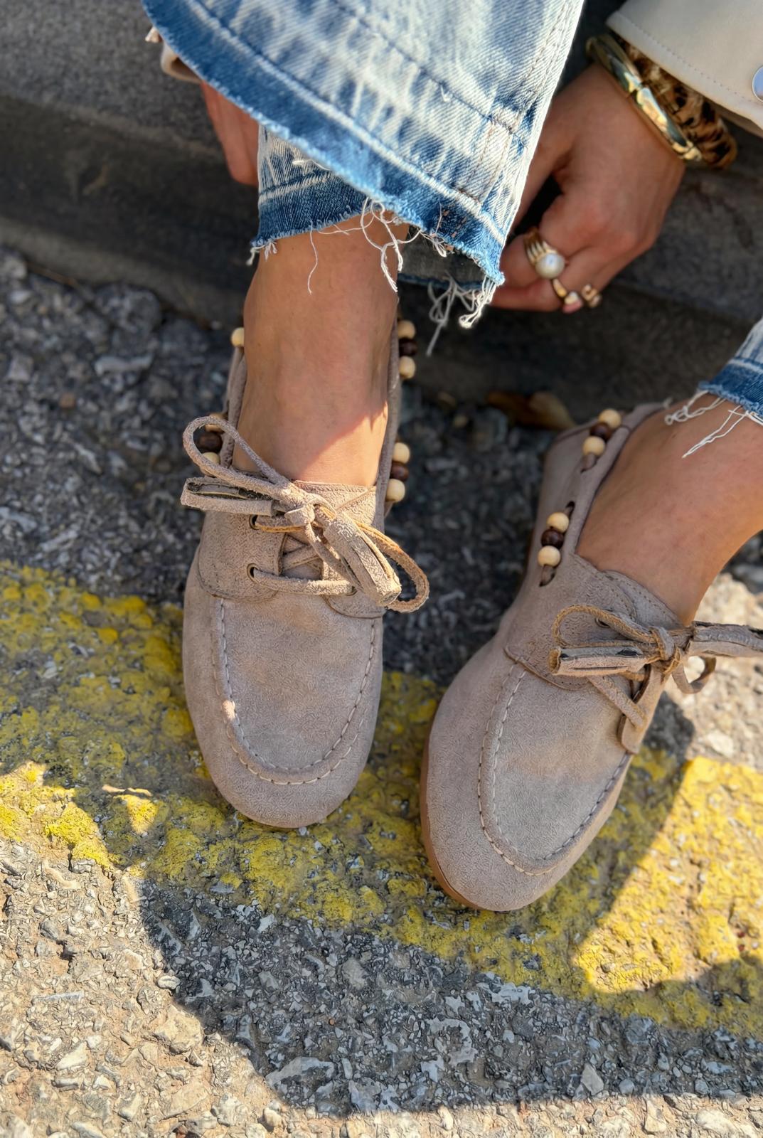 Brion Kadın Oxford Ayakkabı Vizon Süet - ILOVESHOES