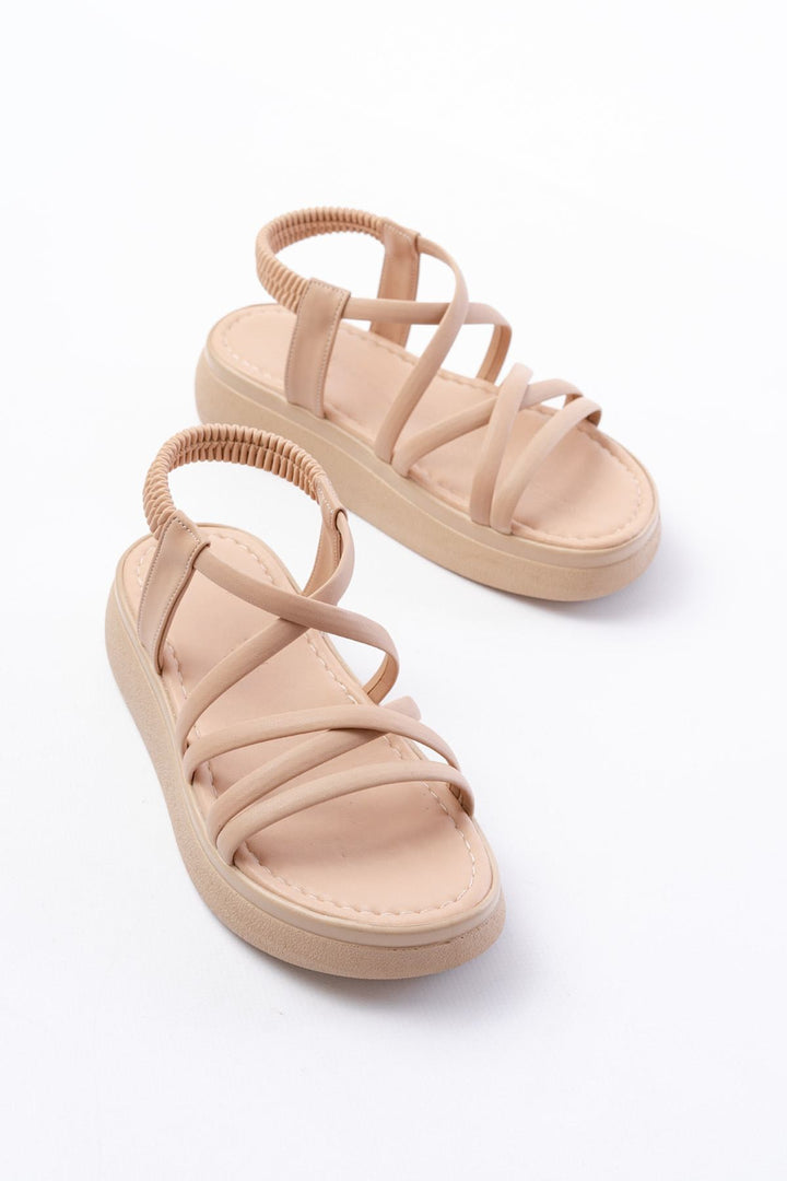 Herilva Mat Nude Çapraz Bantlı Kadın Sandalet - ILOVESHOES
