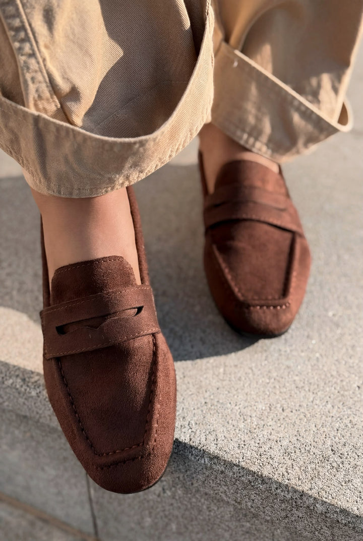 Orvino Kadın Loafer Acıkahve Süet - ILOVESHOES