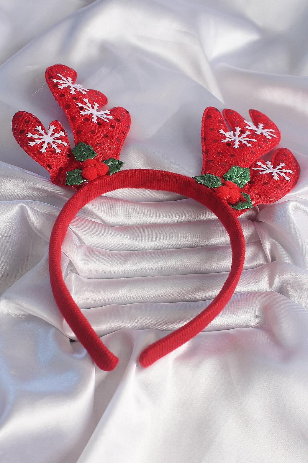 ILS - 1083 Kadın Taç Geyik Boynuzu Figürlü Kar Tanesi İşlemeli - ILOVESHOES